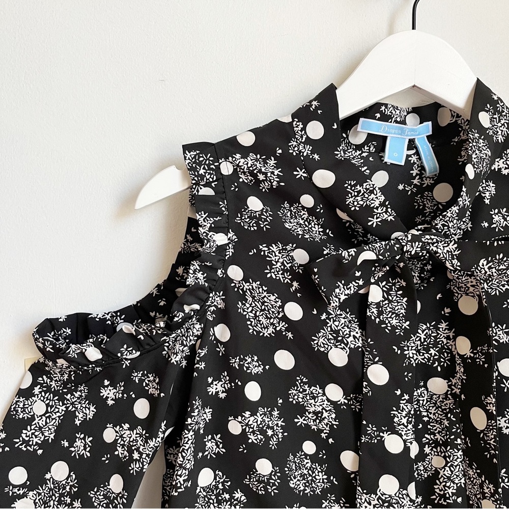 Draper James Winter Dot Cold Shoulder Top - Picture 2 of 13